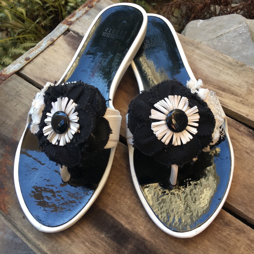 Stuart Weitzman Flower Flip Flops